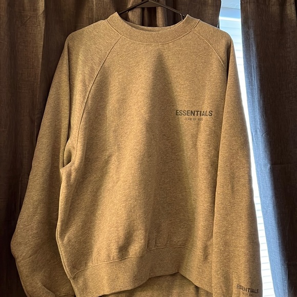 FOG - FEAR OF GOD Heather Oatmeal Crew Neck Sweatshirt small